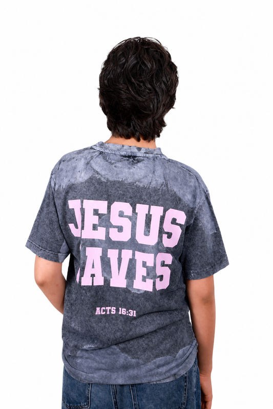 JESUS SAVES - CANVAS GREY